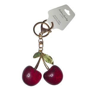 Red Rhinestone Cherry Purse Charm Keychain | Sparkly Bag Charm | Y2K Aesthetic